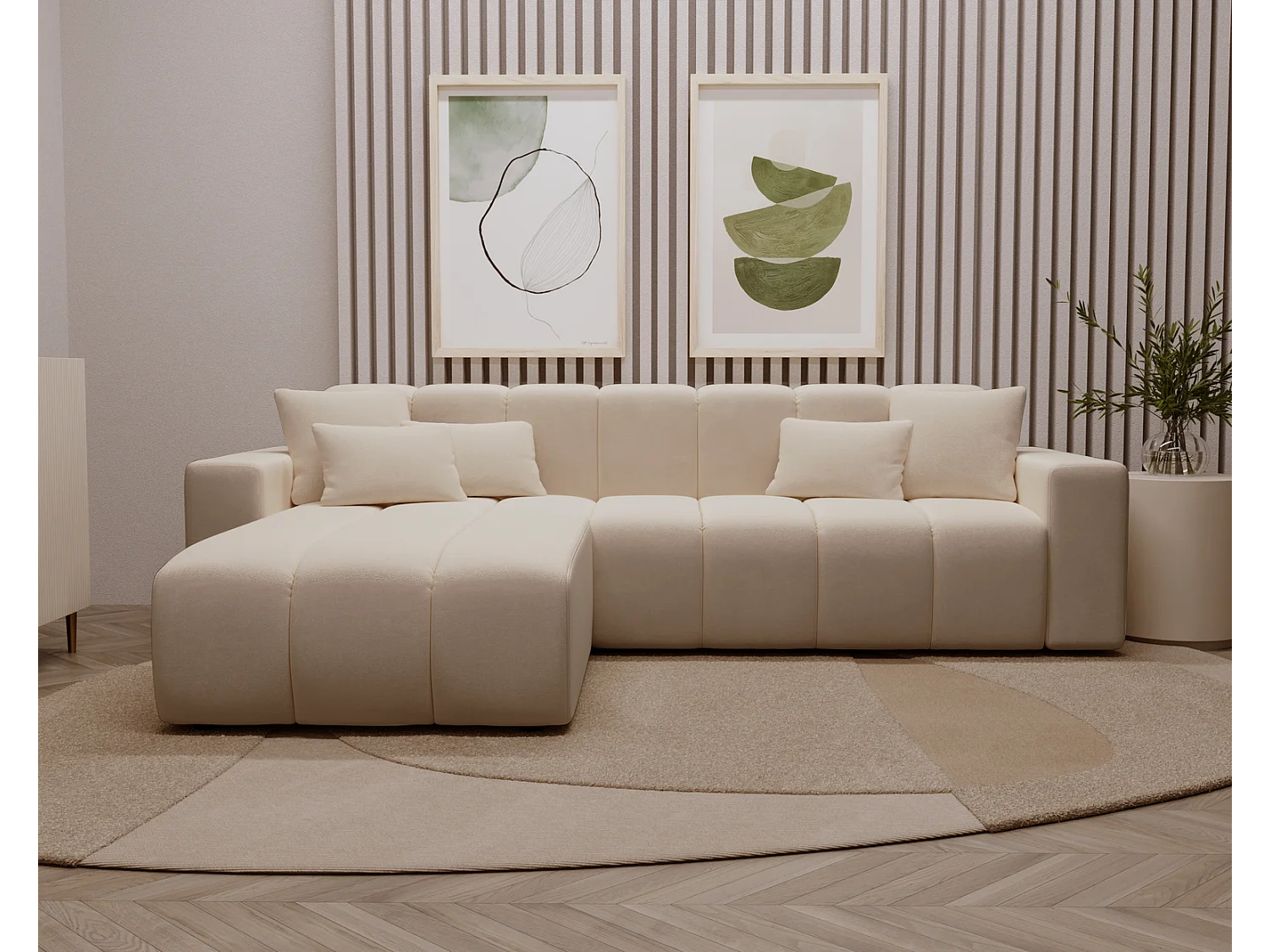 Emporius Miral links Hoekbank in L-vorm - sofa 265 cm, woonkamerbank, hoekbank beige (Komodo 11)