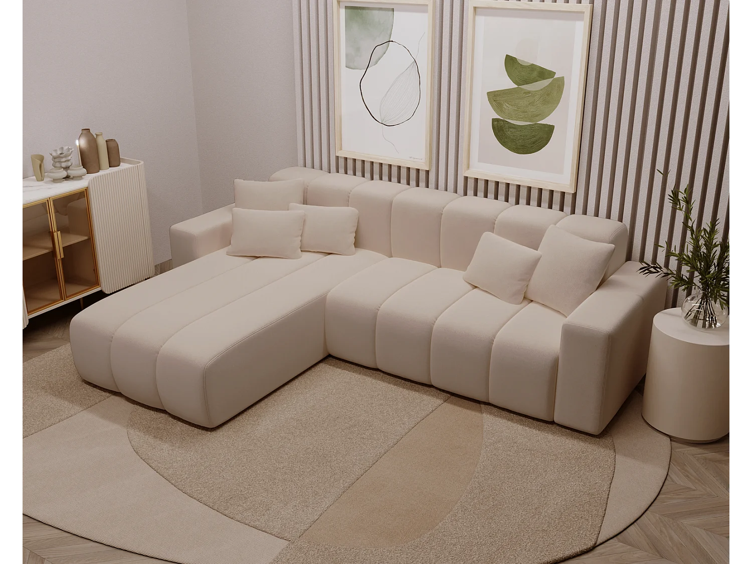 Emporius Miral links Hoekbank in L-vorm - sofa 265 cm, woonkamerbank, hoekbank beige (Komodo 11)
