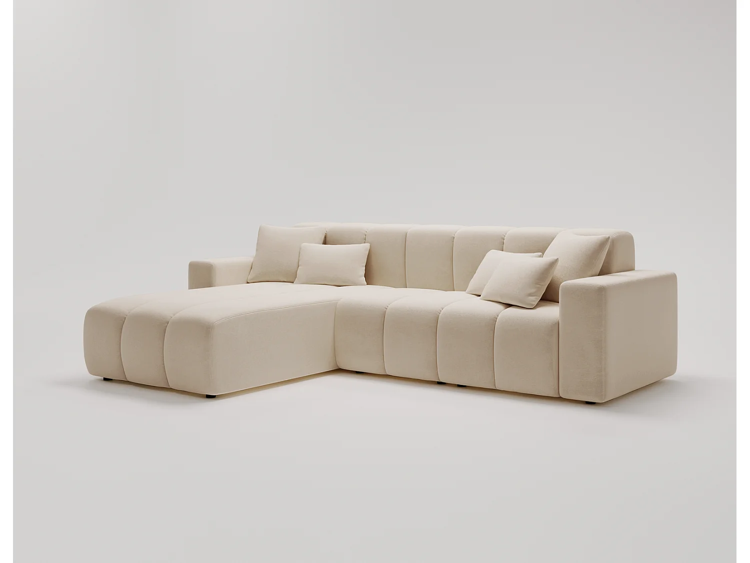 Canapé d'angle Miral, canapé 4 places 265 cm, gauche, beige