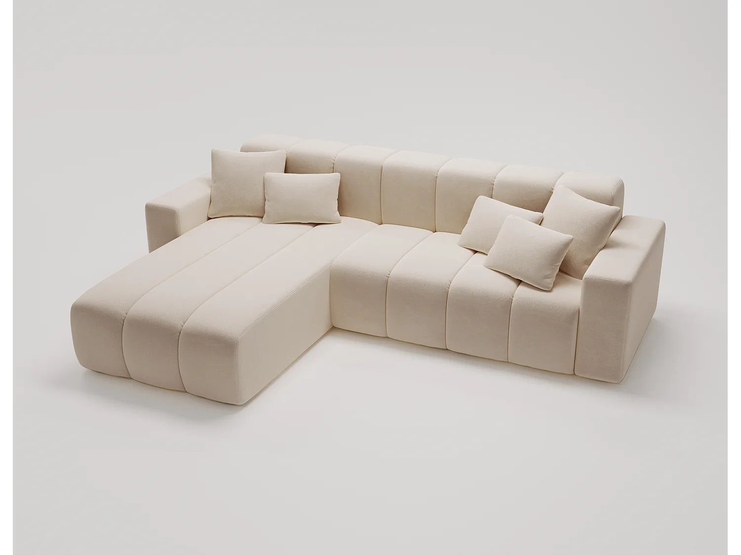 Canapé d'angle Miral, canapé 4 places 265 cm, gauche, beige
