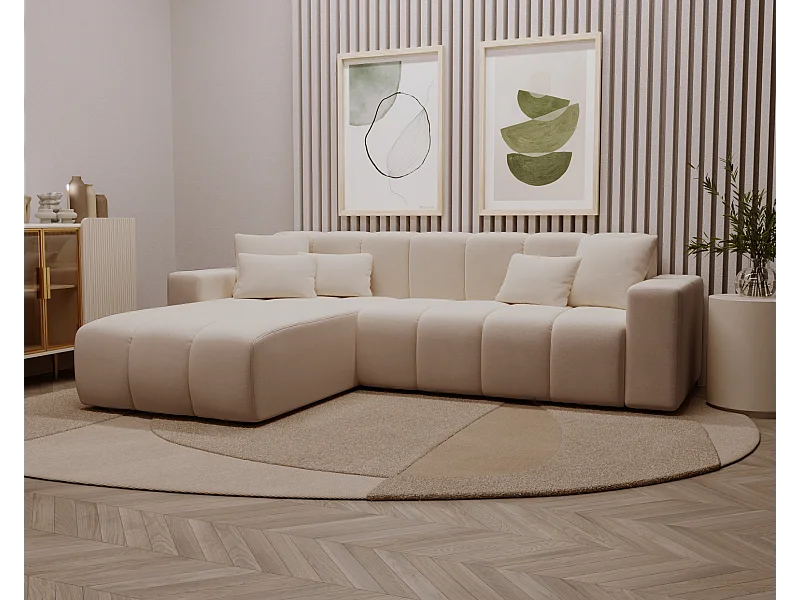 Emporius Miral Gauche Canapé d'angle 265 cm - Sofa, Canapé  4 Places,  Canapé d'angle Beige (Komodo 11)