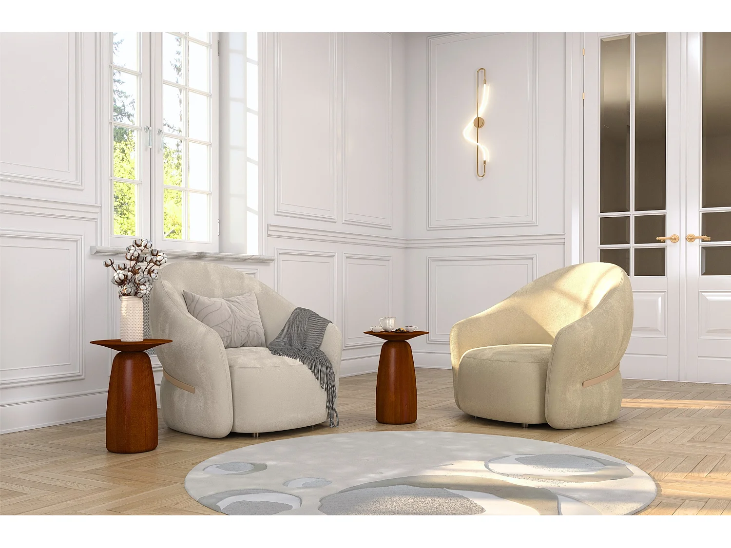 Stolik drewniany różne kolory Kayani Baobab 44, śr. 32,5 cm, orzech