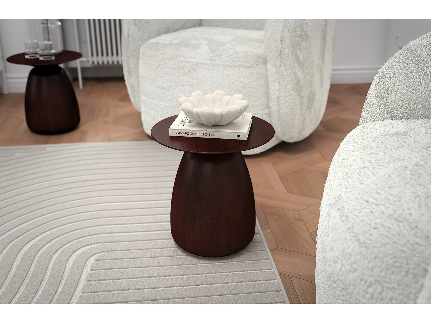 Stolik drewniany różne kolory Kayani Baobab 34, śr. 32,5 cm, palisander