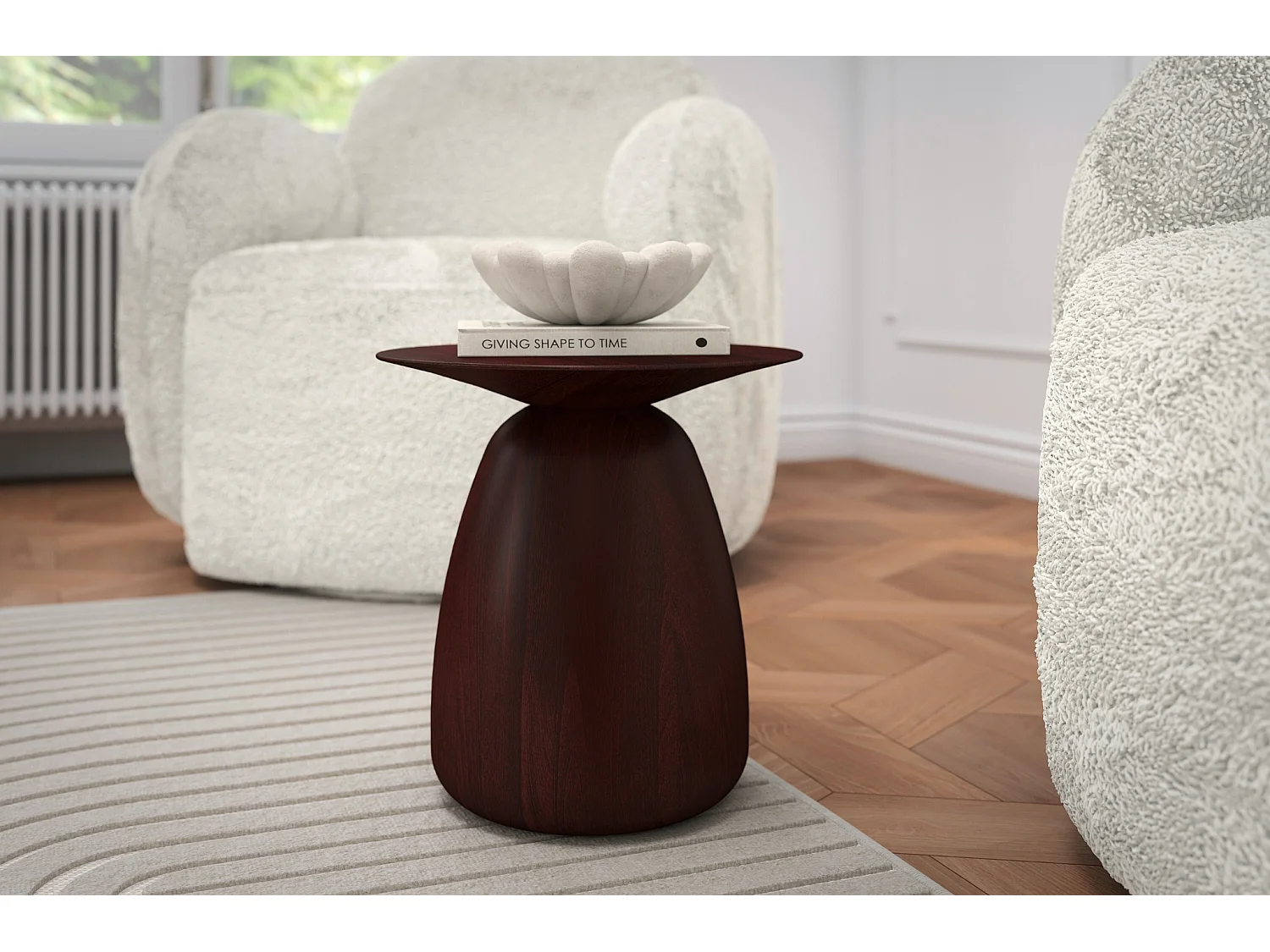 Stolik drewniany różne kolory Kayani Baobab 34, śr. 32,5 cm, palisander