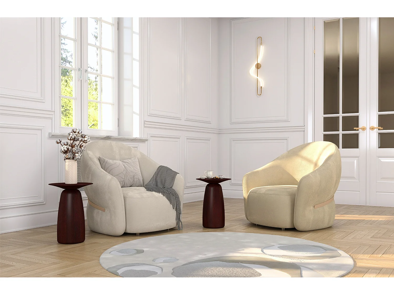 Stolik drewniany różne kolory Kayani Baobab 44, śr. 32,5 cm, palisander