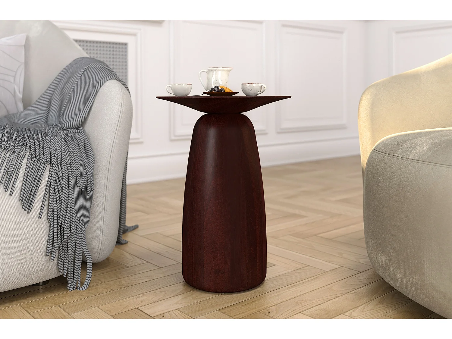 Stolik drewniany różne kolory Kayani Baobab 44, śr. 32,5 cm, palisander