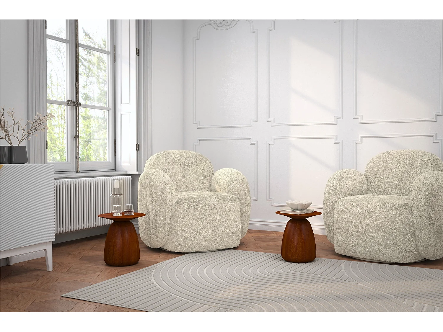 Stolik drewniany różne kolory Kayani Baobab 34, śr. 32,5 cm, orzech