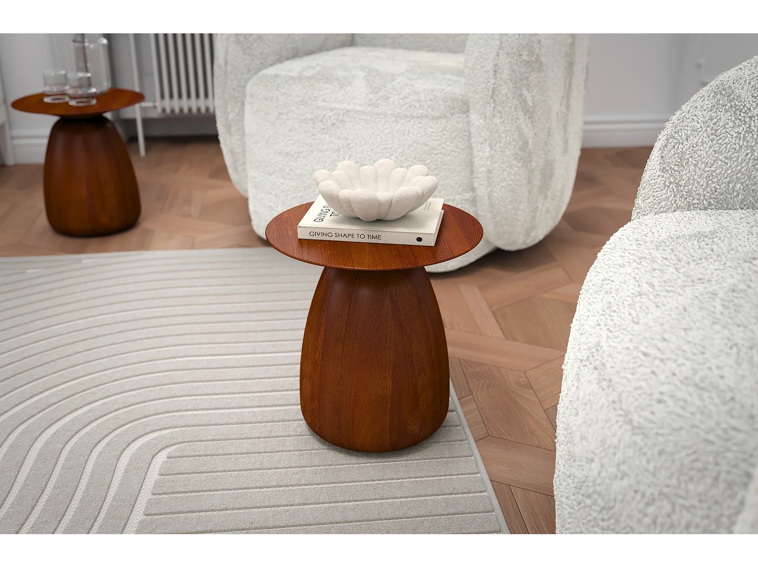 Beistelltisch Baobab34, ovaler tischplatte, buche - lackiert, nussbaumfarbe