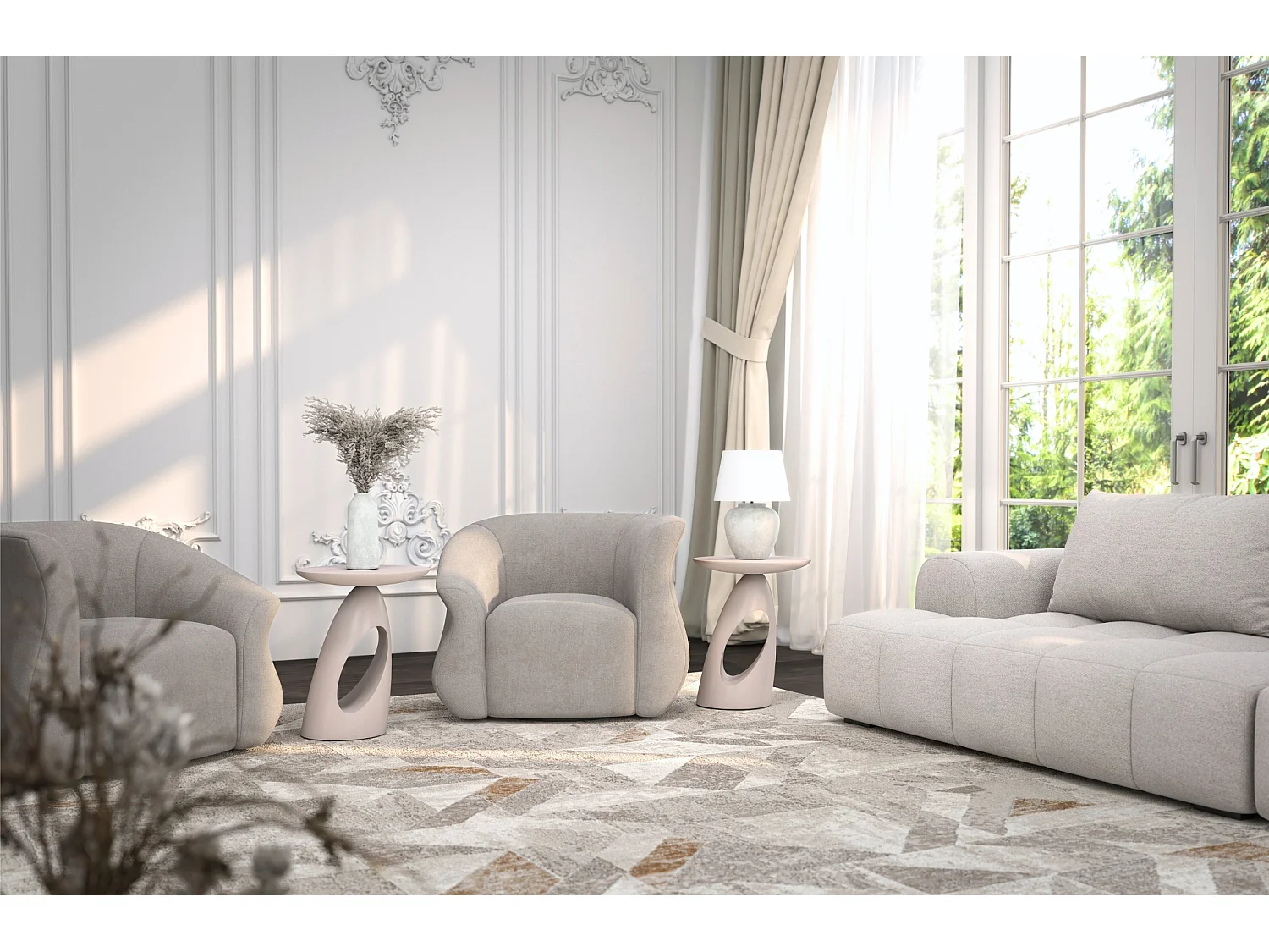 Beistelltisch Island, ovaler tischplatte, buche - lackiert, weiß