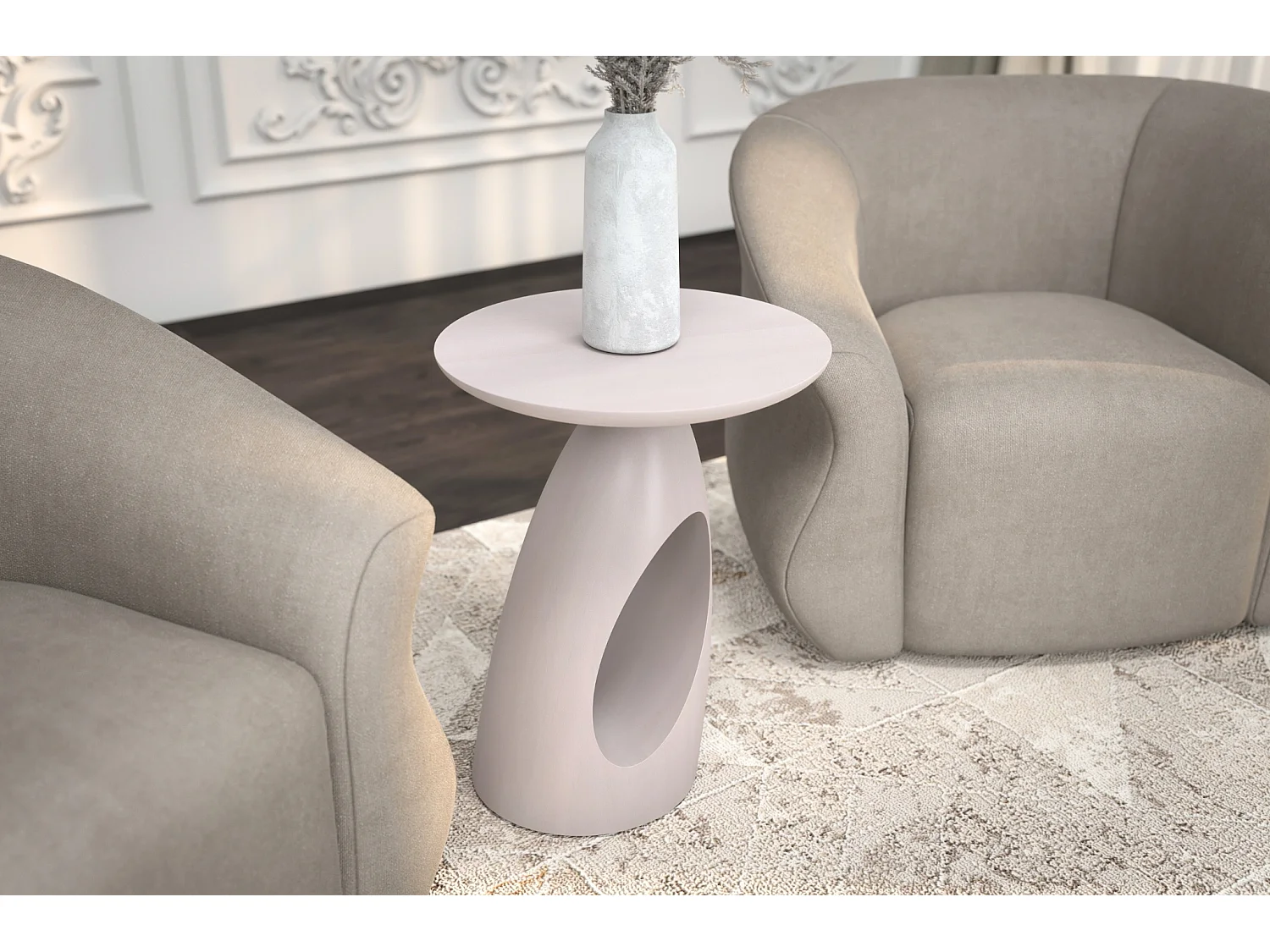 Beistelltisch Island, ovaler tischplatte, buche - lackiert, weiß