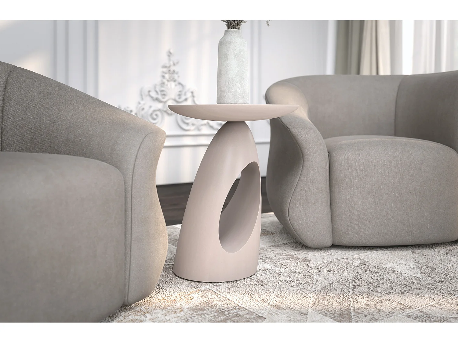 Beistelltisch Island, ovaler tischplatte, buche - lackiert, weiß