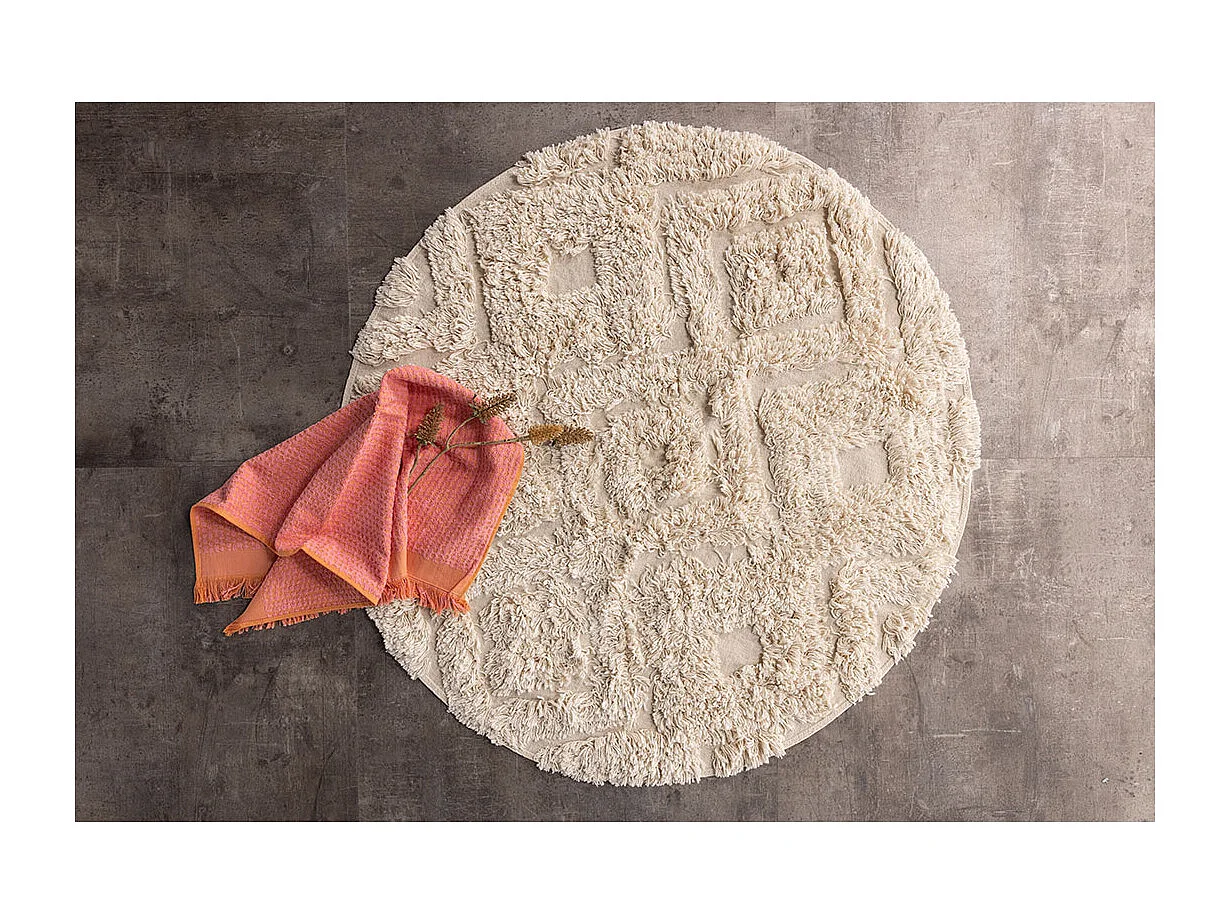 Hilma badmat Ø60cm offwhite.