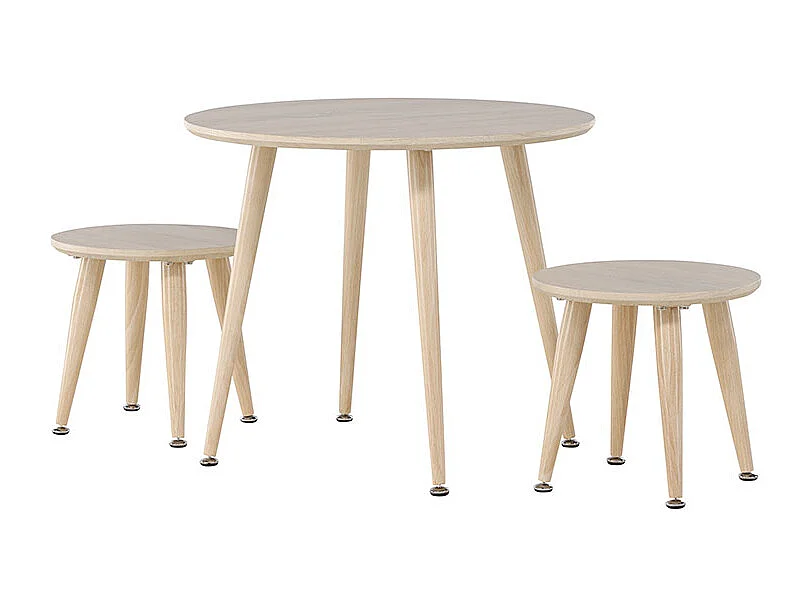 Table & 2 Tabourets Enfant "Kids" 60cm Naturel