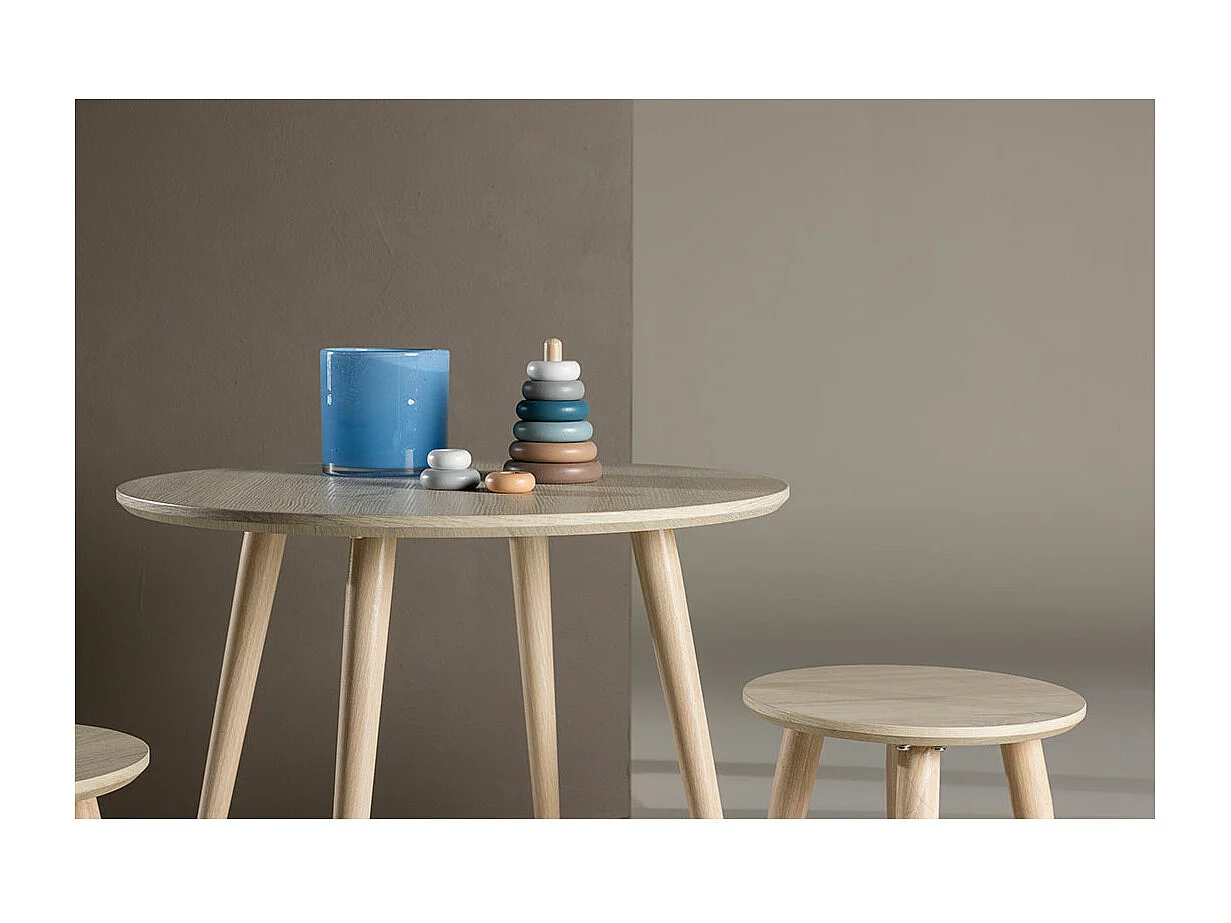Table & 2 Tabourets Enfant "Kids" 60cm Naturel