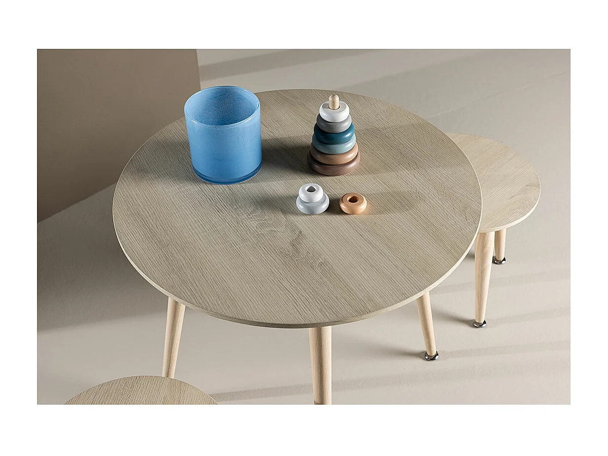 Table & 2 Tabourets Enfant "Kids" 60cm Naturel