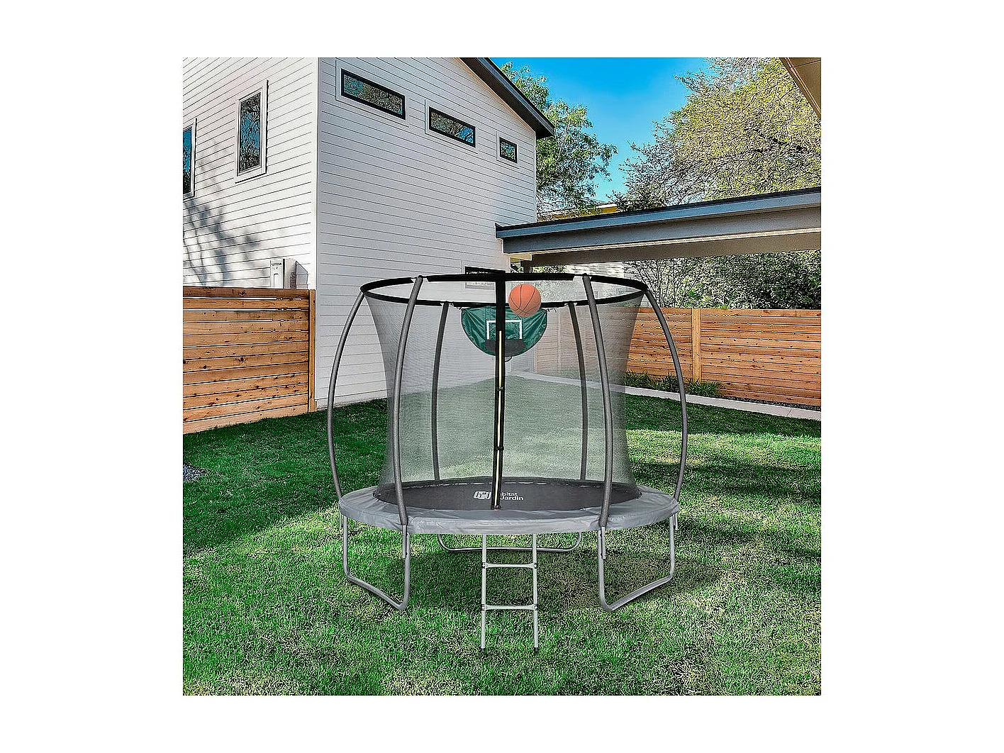 Trampoline avec filet intérieur "jumper" - Ø 4,88 m - Gris