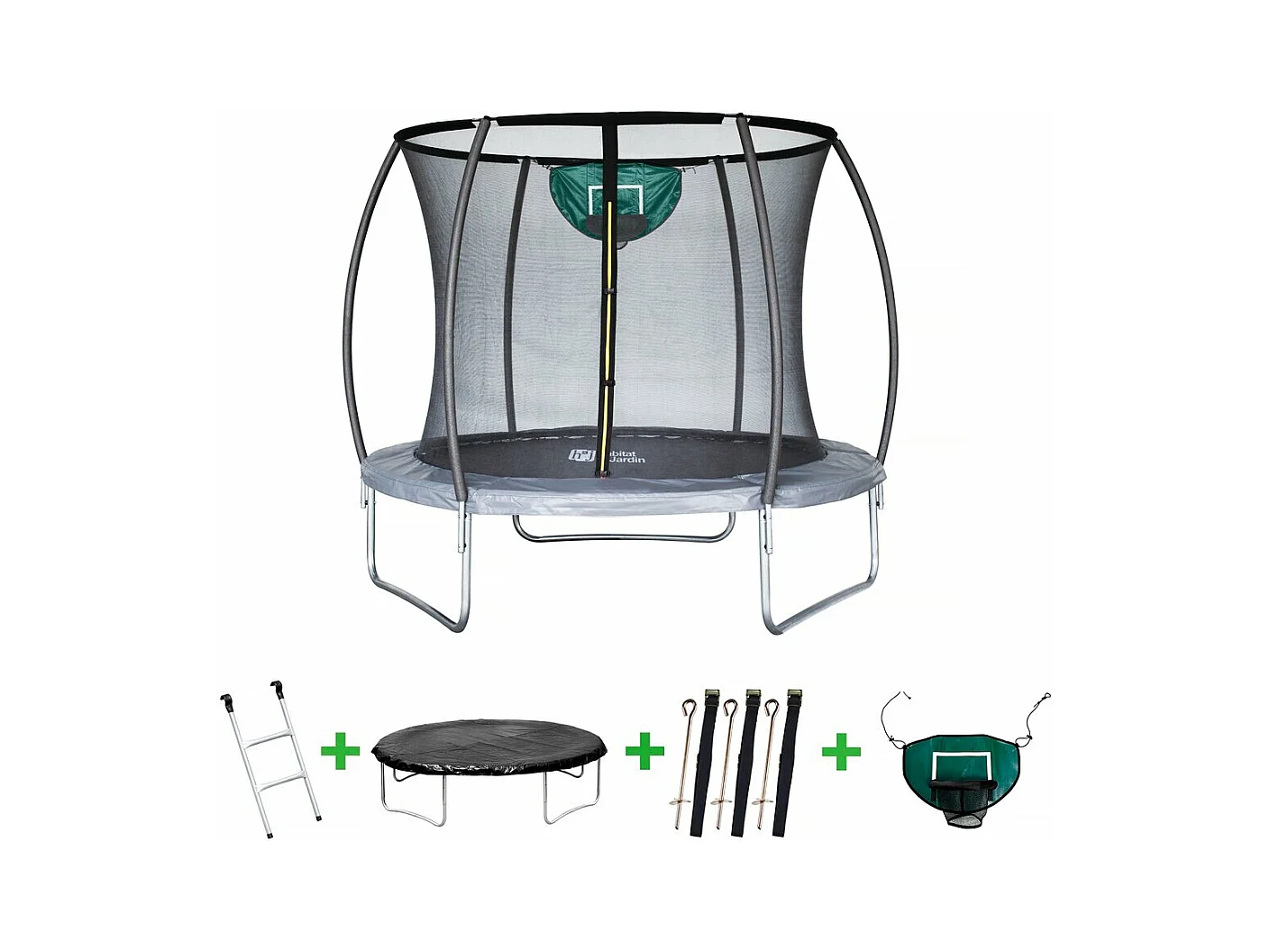 Trampoline avec filet intérieur "jumper" - Ø 4,88 m - Gris