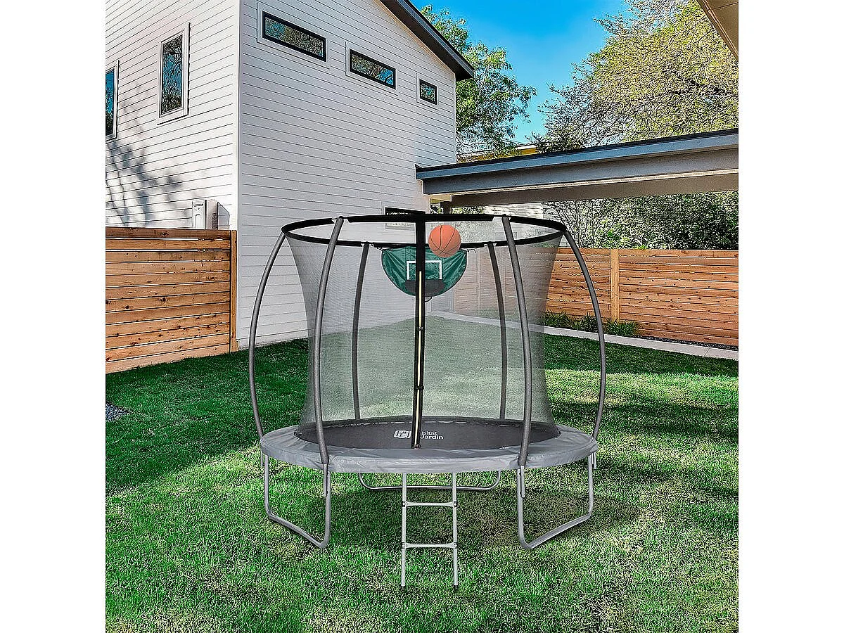Trampoline avec filet intérieur "jumper" - Ø 4,88 m - Gris