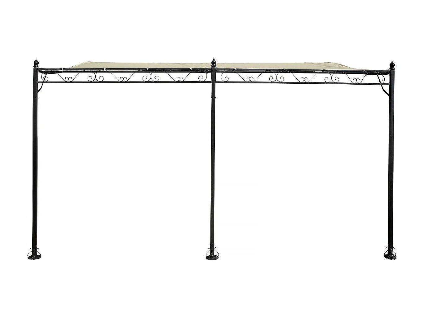 Pergola tonnelle adossée en métal - 3 x 4 m - Beige