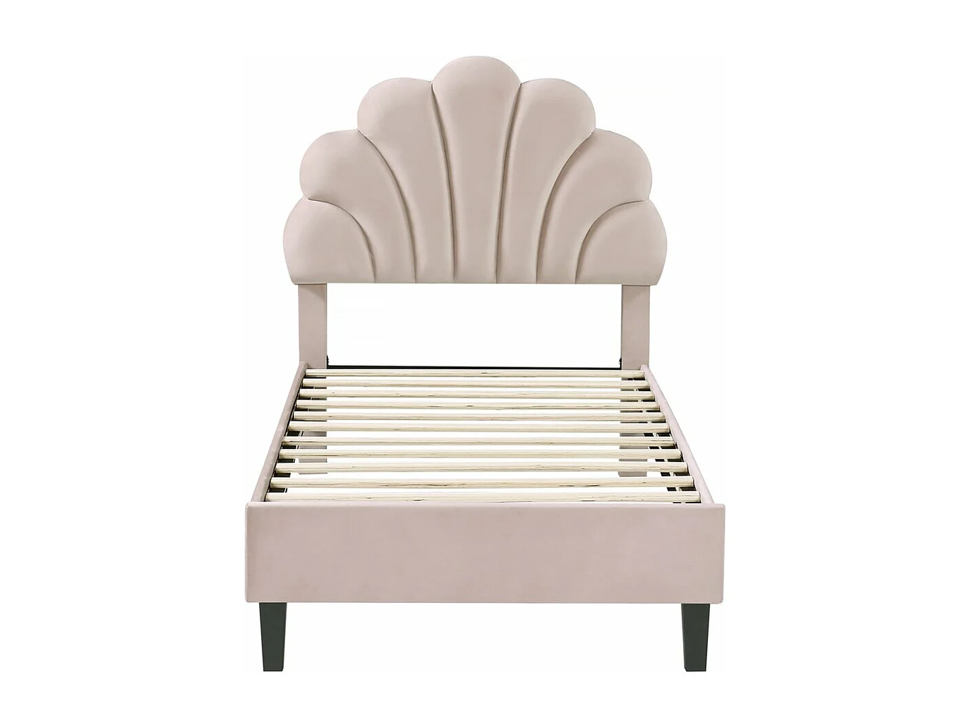 Lit coquillage en velours "Manon" - 90 x 190 cm - Beige