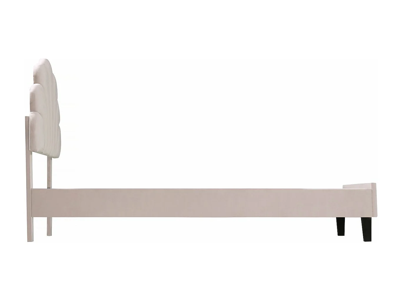 Lit coquillage en velours "Manon" - 90 x 190 cm - Beige