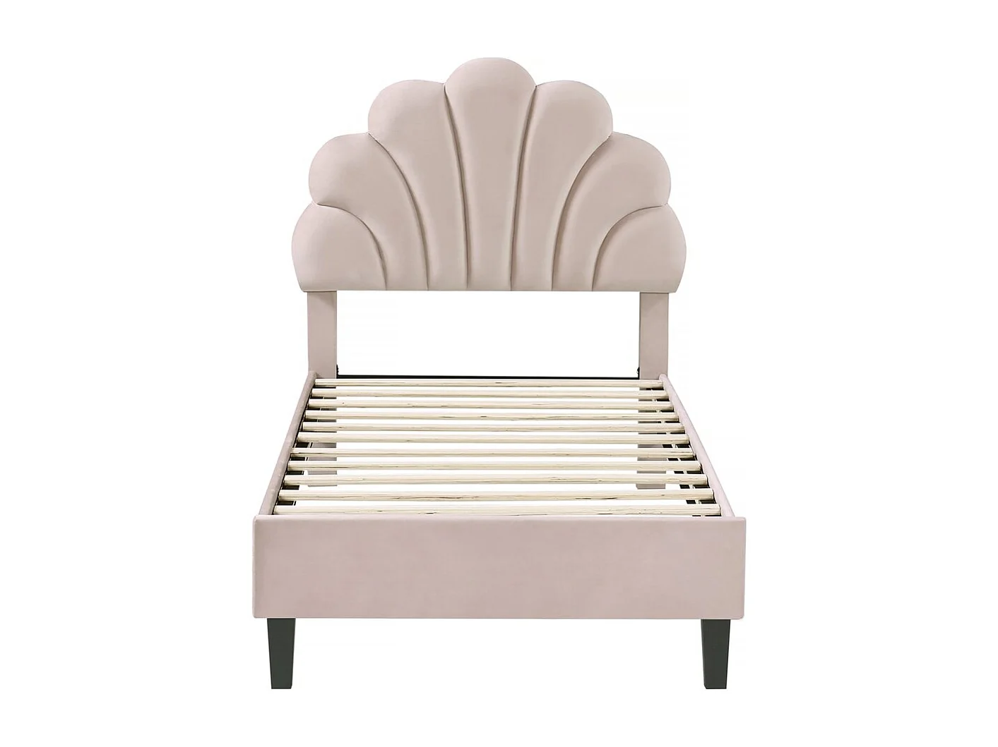 Lit coquillage en velours "Manon" - 90 x 190 cm - Beige