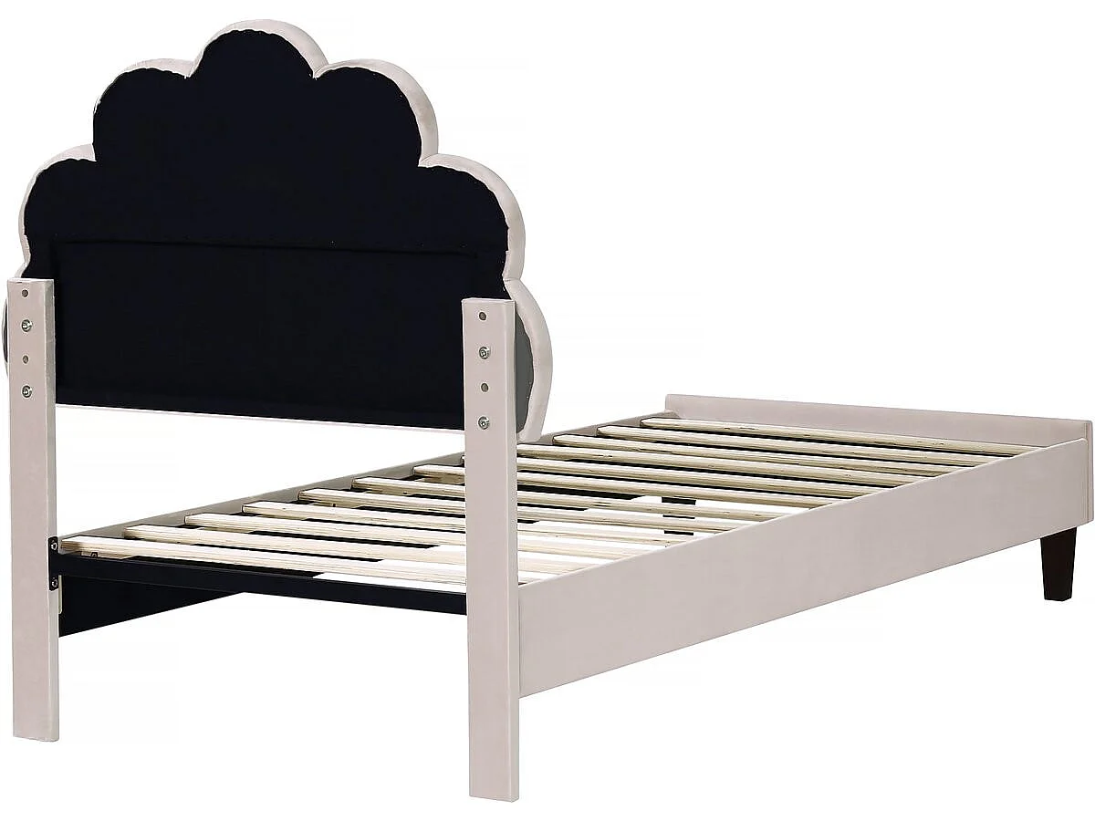 Cama em forma de concha de veludo "Manon" - 90 x 190 cm - Bege - Para Criança