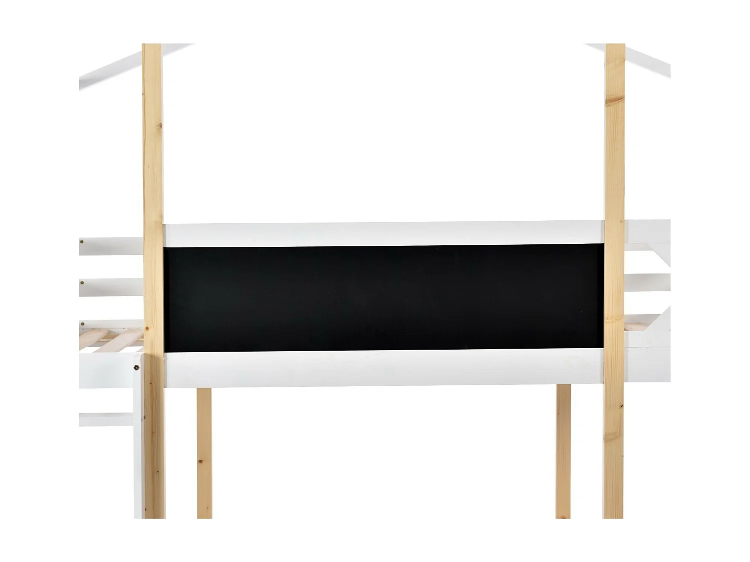 Lits superposés cabane 2 x 90 x 200 cm avec toboggan, barrières, escalier - Pin de certifié EN747 - Blanc et naturel