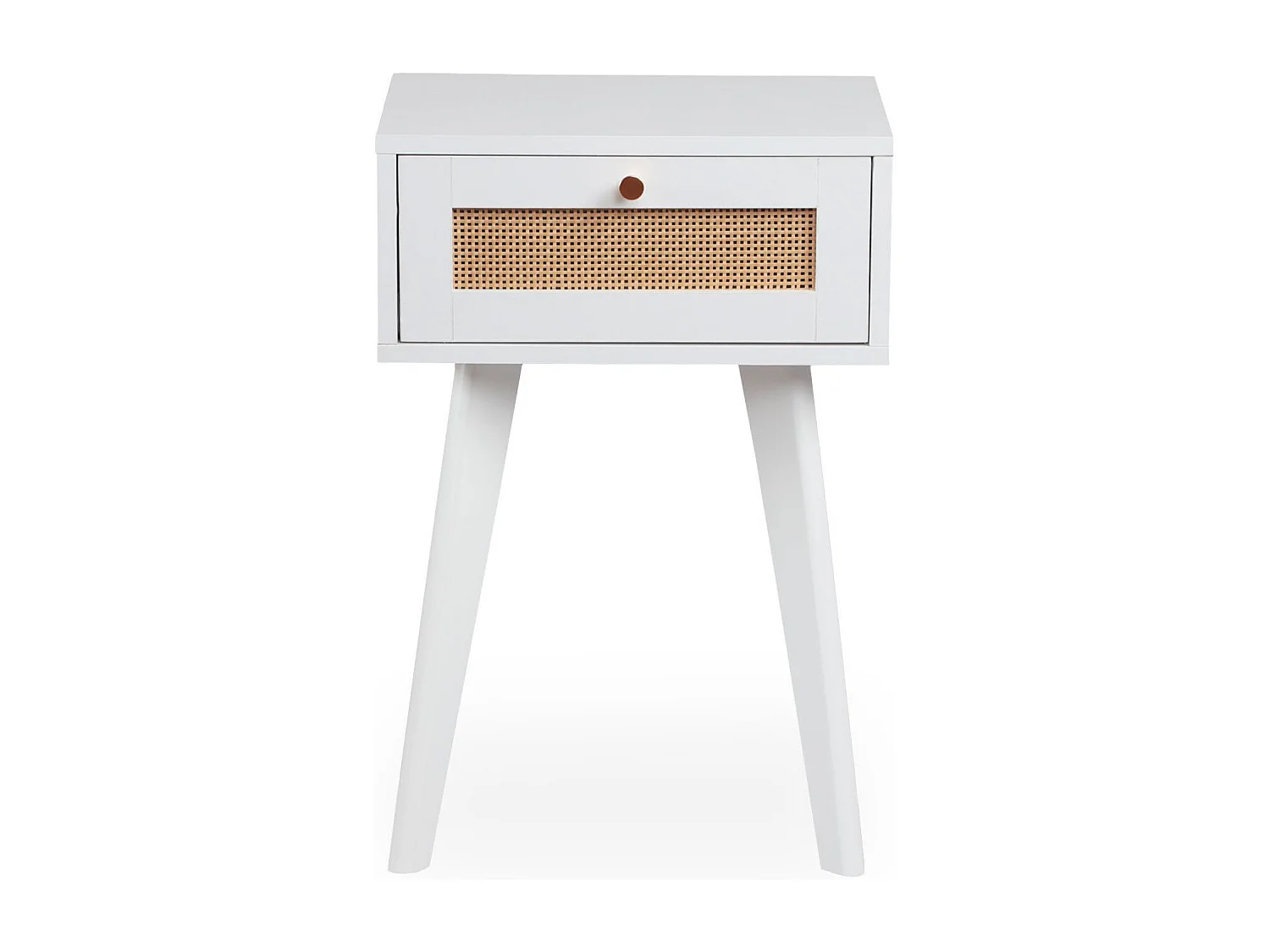Table de chevet 1 tiroir avec cannage Dalgora L40cm Blanc