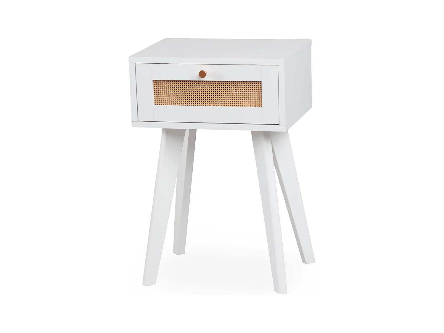 Table de chevet 1 tiroir avec cannage Dalgora L40cm Blanc