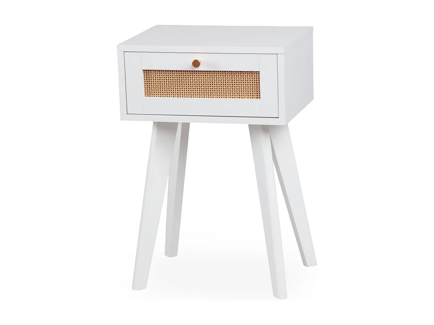 Table de chevet 1 tiroir avec cannage Dalgora L40cm Blanc