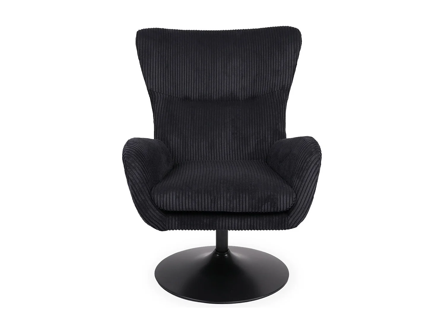 Fauteuil pivotant style bergère Arthuro Velours côtelé Noir