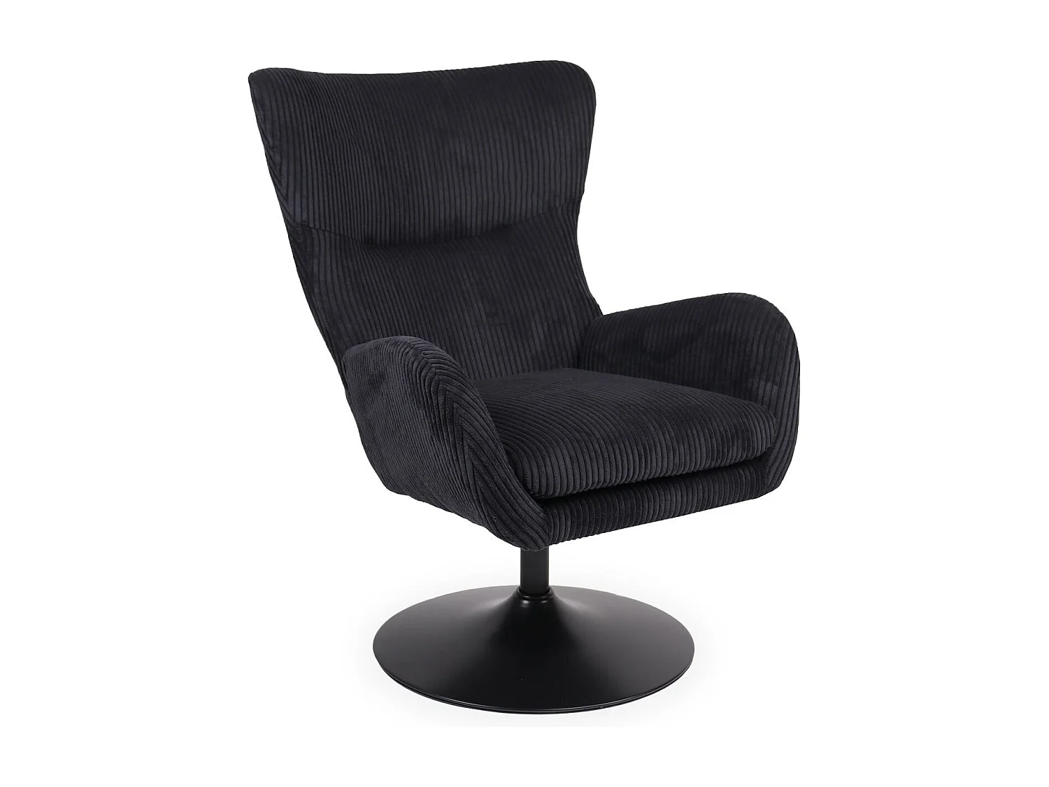 Fauteuil pivotant style bergère Arthuro Velours côtelé Noir