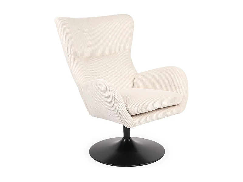 Fauteuil pivotant style bergère Arthuro Velours côtelé Beige