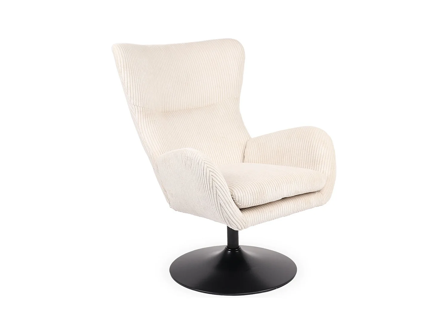 Fauteuil pivotant style bergère Arthuro Velours côtelé Beige