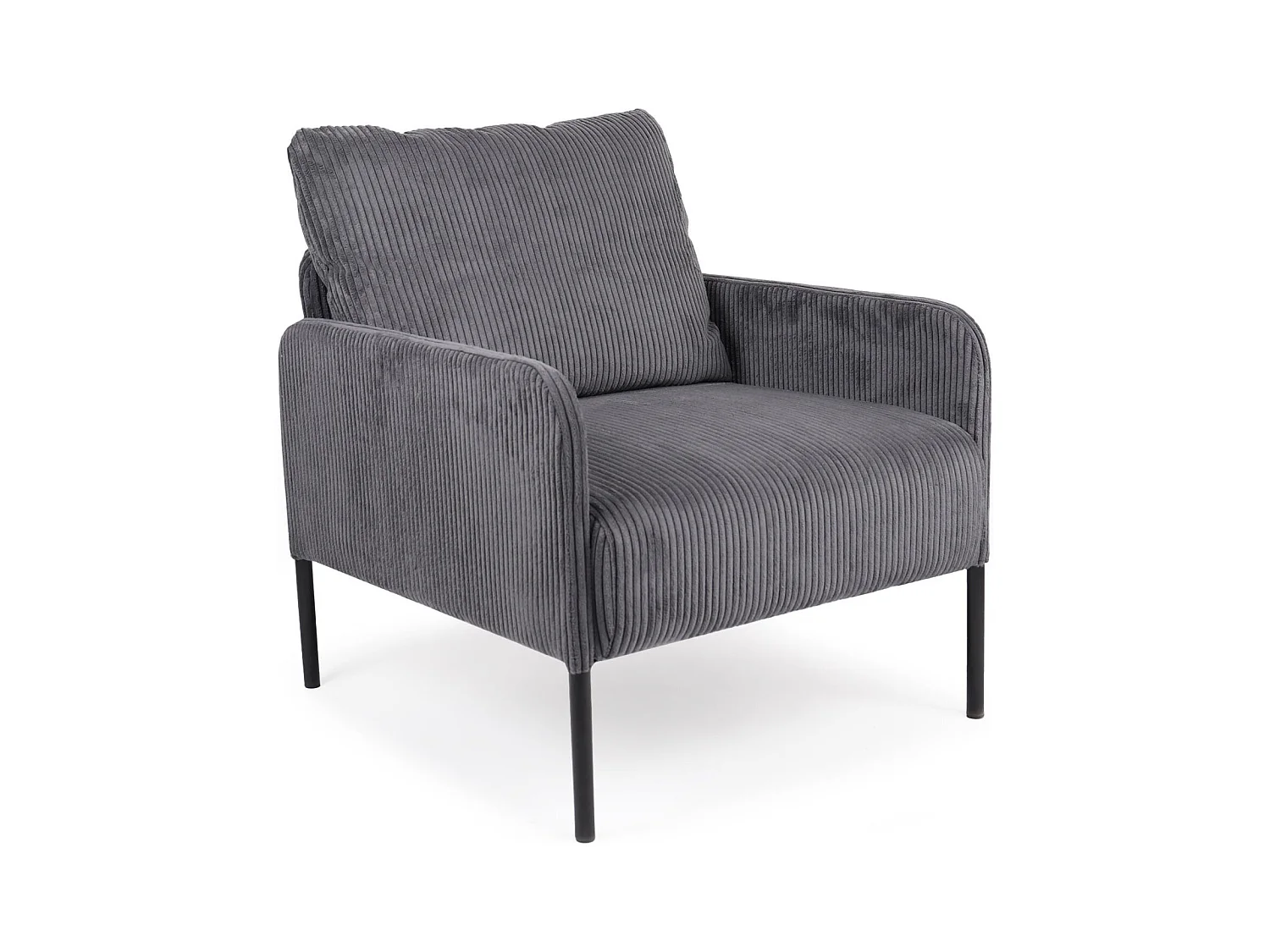Fauteuil moderne et élégant Manuelo Velours côtelé Gris foncé