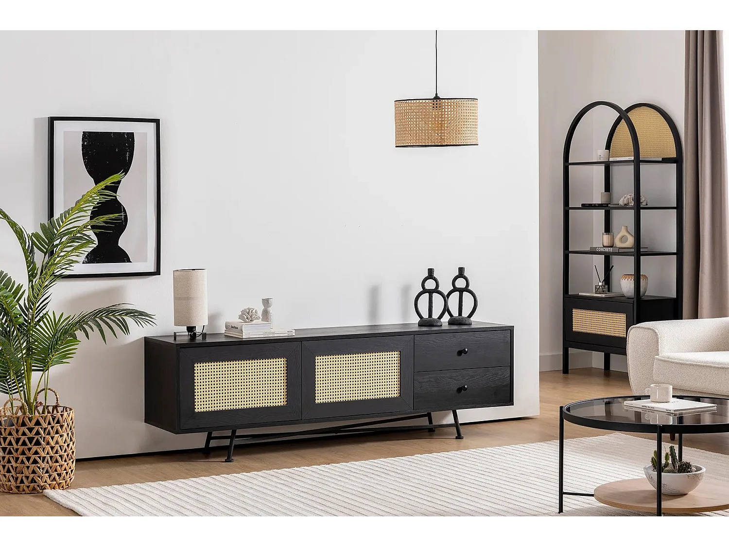 Móvel de TV – 180 cm x 55 cm x 40 cm – Preto – Aglomerado