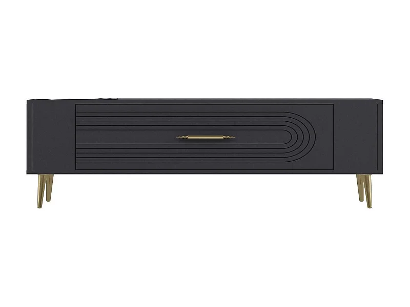 Móvel de TV – 120 cm x 48,2 cm x 26,4 cm – Antracite e Dourado – Painel de Partículas