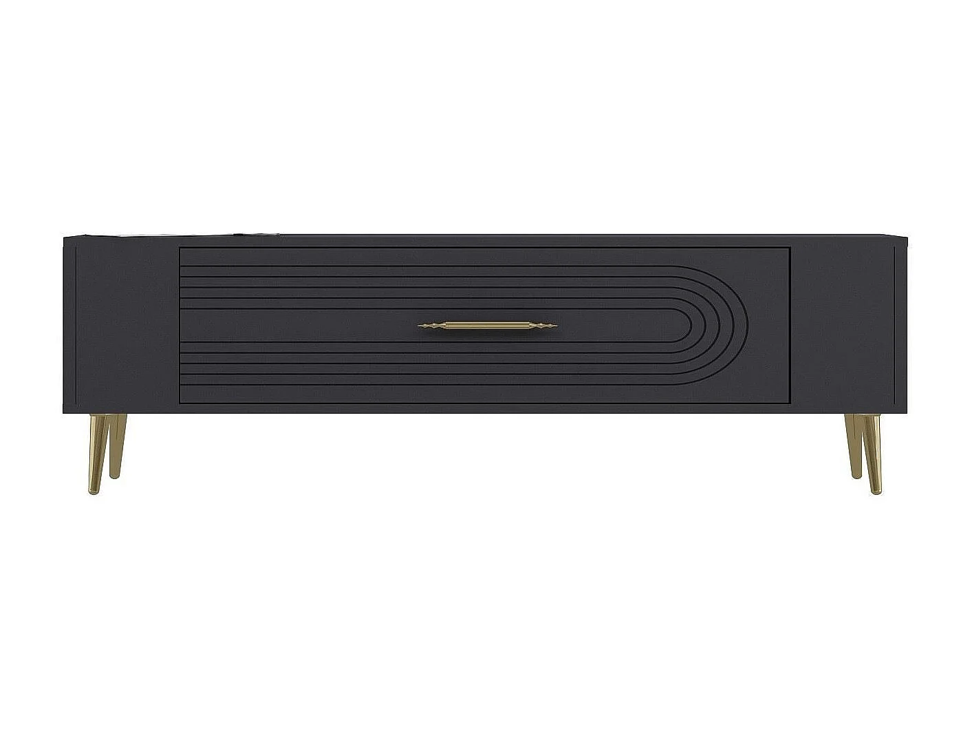 Mueble de TV – 120 cm x 48,2 cm x 26,4 cm – Antracita y Oro – Tablero de partículas