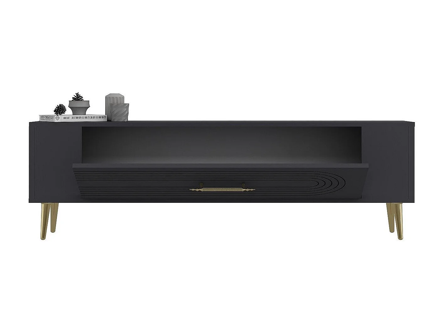 Mueble de TV – 120 cm x 48,2 cm x 26,4 cm – Antracita y Oro – Tablero de partículas