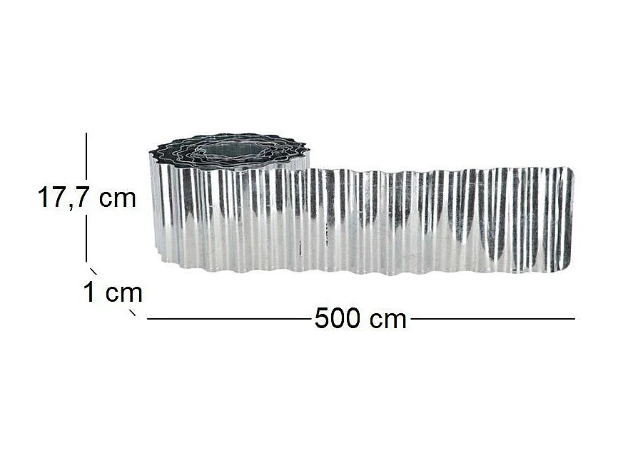 Bordure de pelouse en fer galvanisé ondulée 500 x 17,7 cm