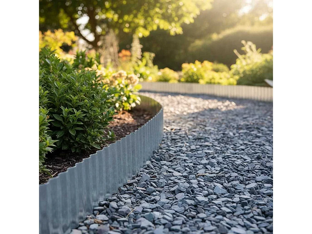 Bordure de pelouse en fer galvanisé ondulée 500 x 14 cm