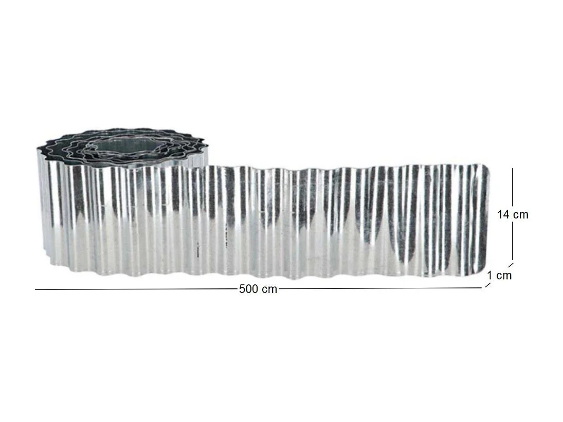 Bordure de pelouse en fer galvanisé ondulée 500 x 14 cm