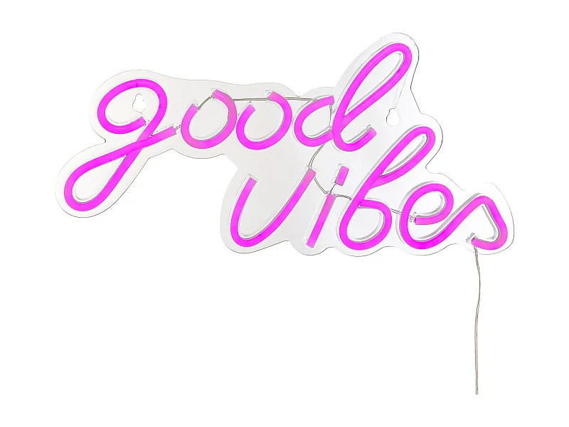 Lampe Murale Néon LED "Good Vibes" 40cm Rose