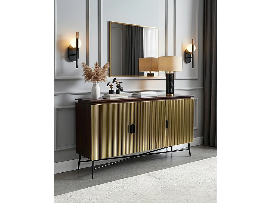 Moon- Grand buffet finition laiton vieilli 150 cm
