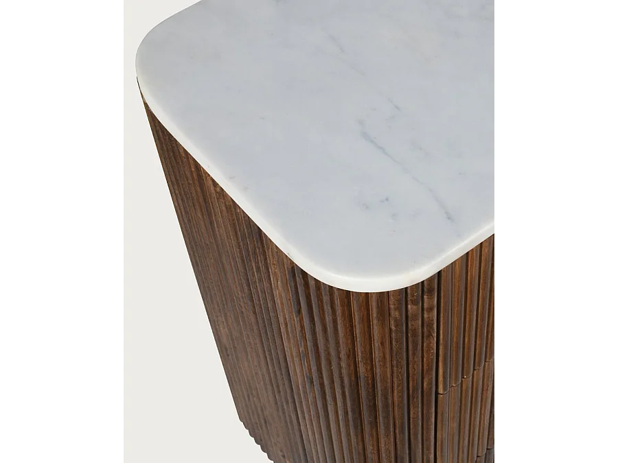 Céline - Commode en bois de manguier massif et marbre blanc 133 cm