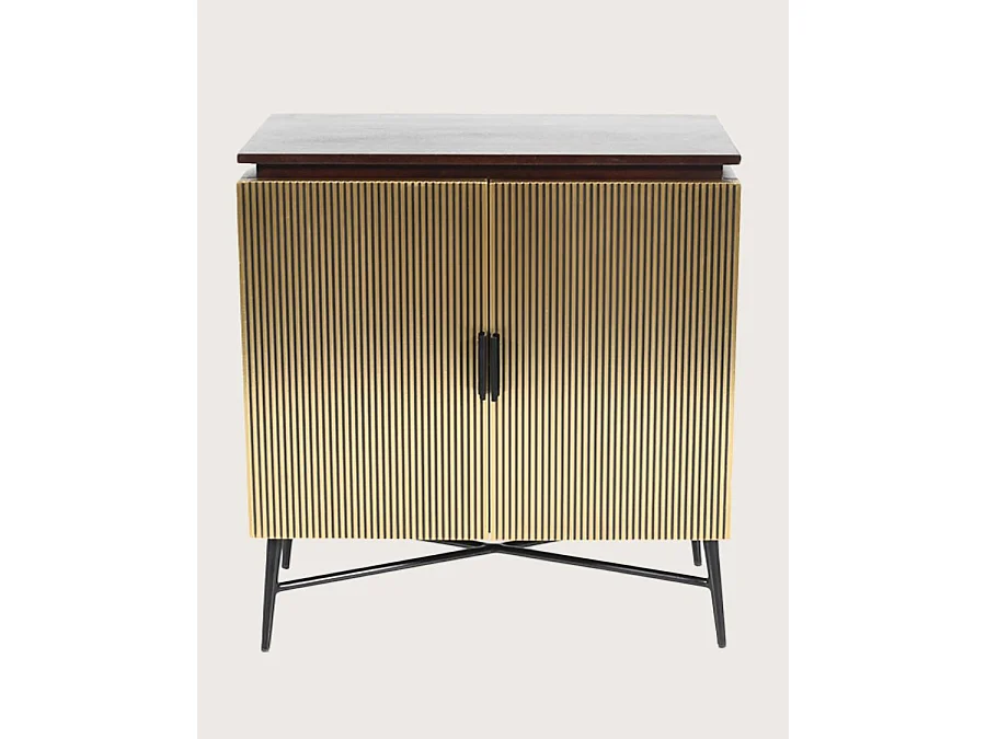 Moon - Petit buffet 2 portes finition laiton vieilli 74 cm