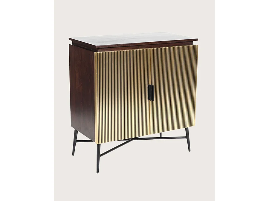 Moon - Petit buffet 2 portes finition laiton vieilli 74 cm