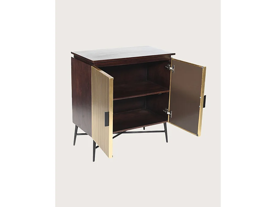 Moon - Petit buffet 2 portes finition laiton vieilli 74 cm