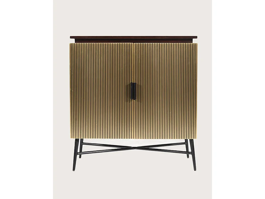 Moon - Petit buffet 2 portes finition laiton vieilli 74 cm